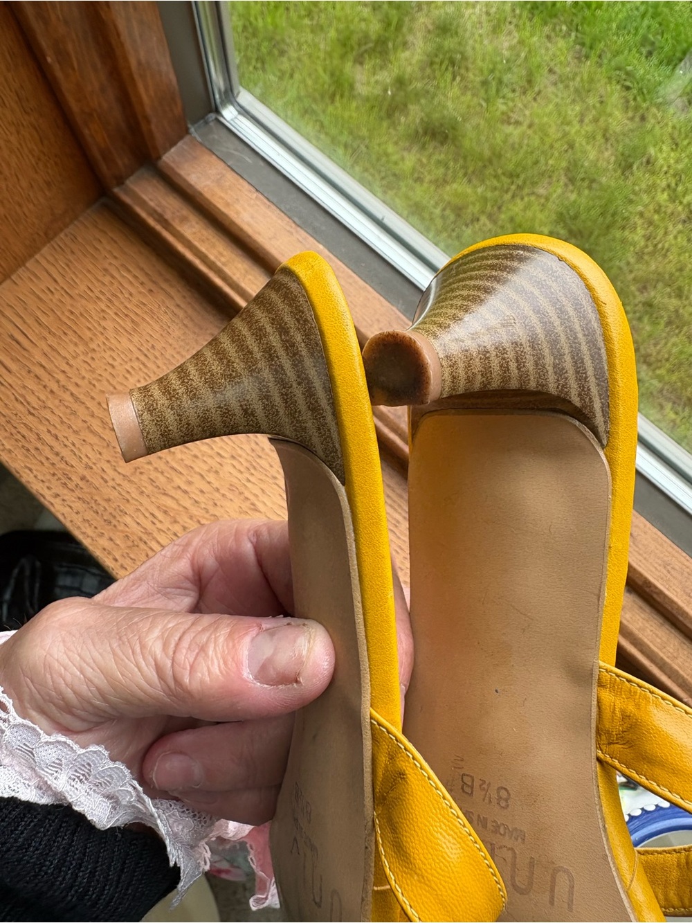 Unisa Mustard Yellow Leather Fringe Sunburst Thong Sandals - Picture 9 of 9